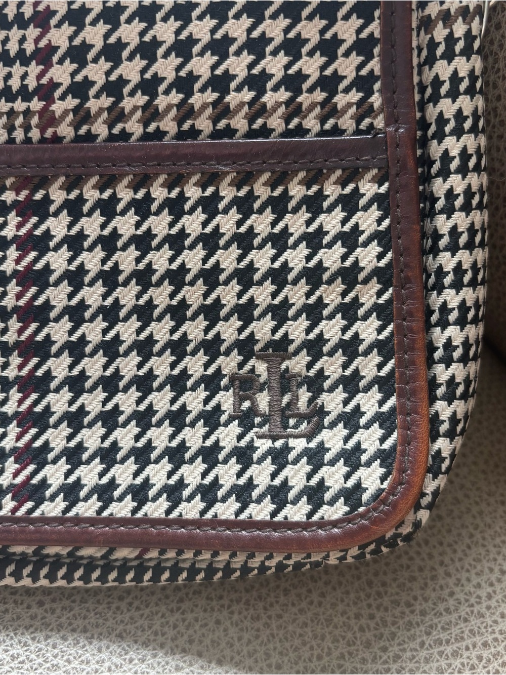 Ralph Lauren Houndstooth Brown Purse EUC